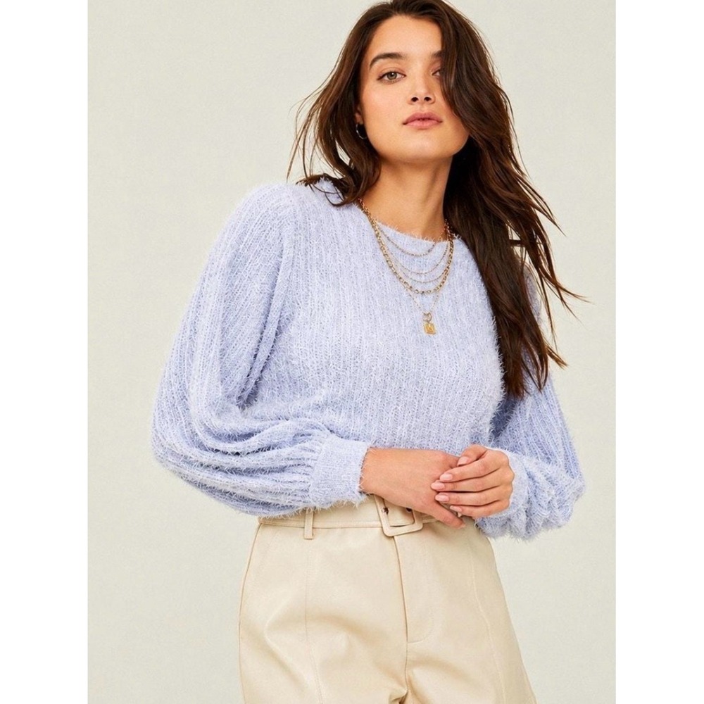 Altard State Elm Eyelash Knit Sweater Womens XS Lavender Purple Fuzzy Ribbed